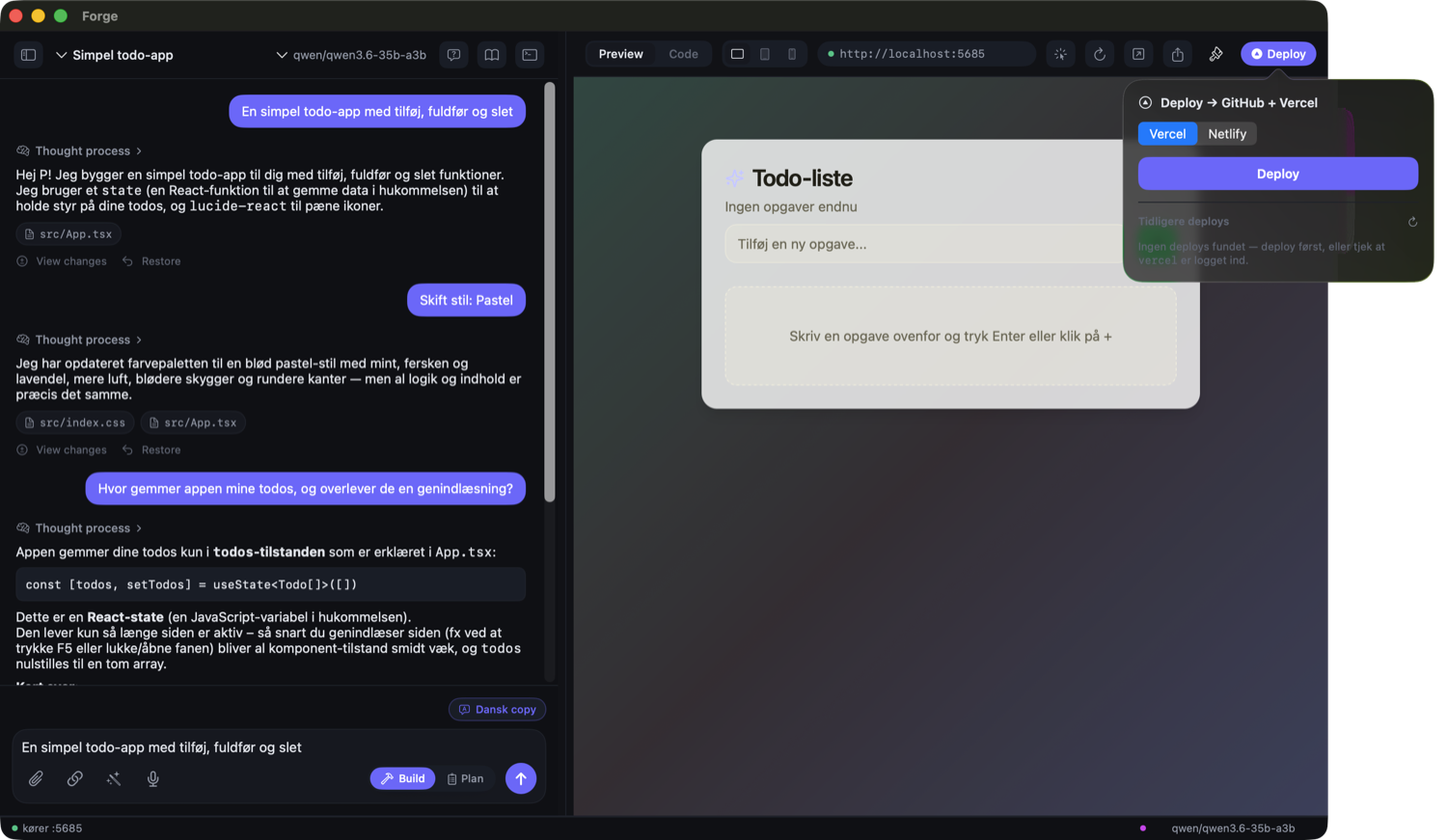 Deploy-menu